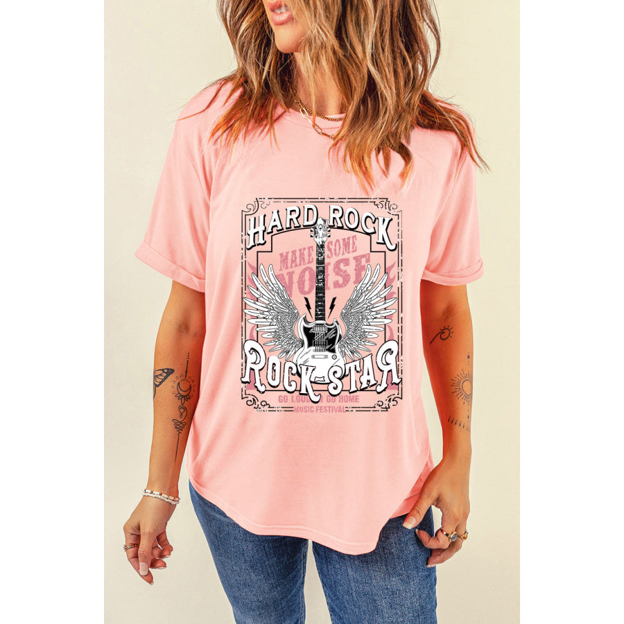 Graphic Round Neck Short Sleeve T-Shirt Watermelon pink / S Apparel and Accessories