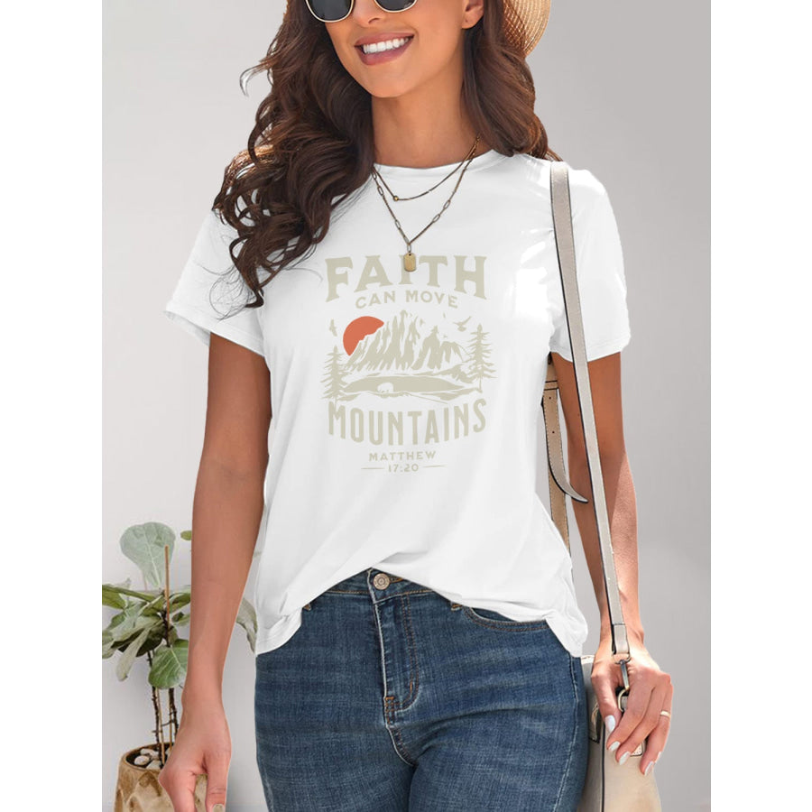 Graphic Round Neck Short Sleeve T - Shirt White / S Apparel and Accessories