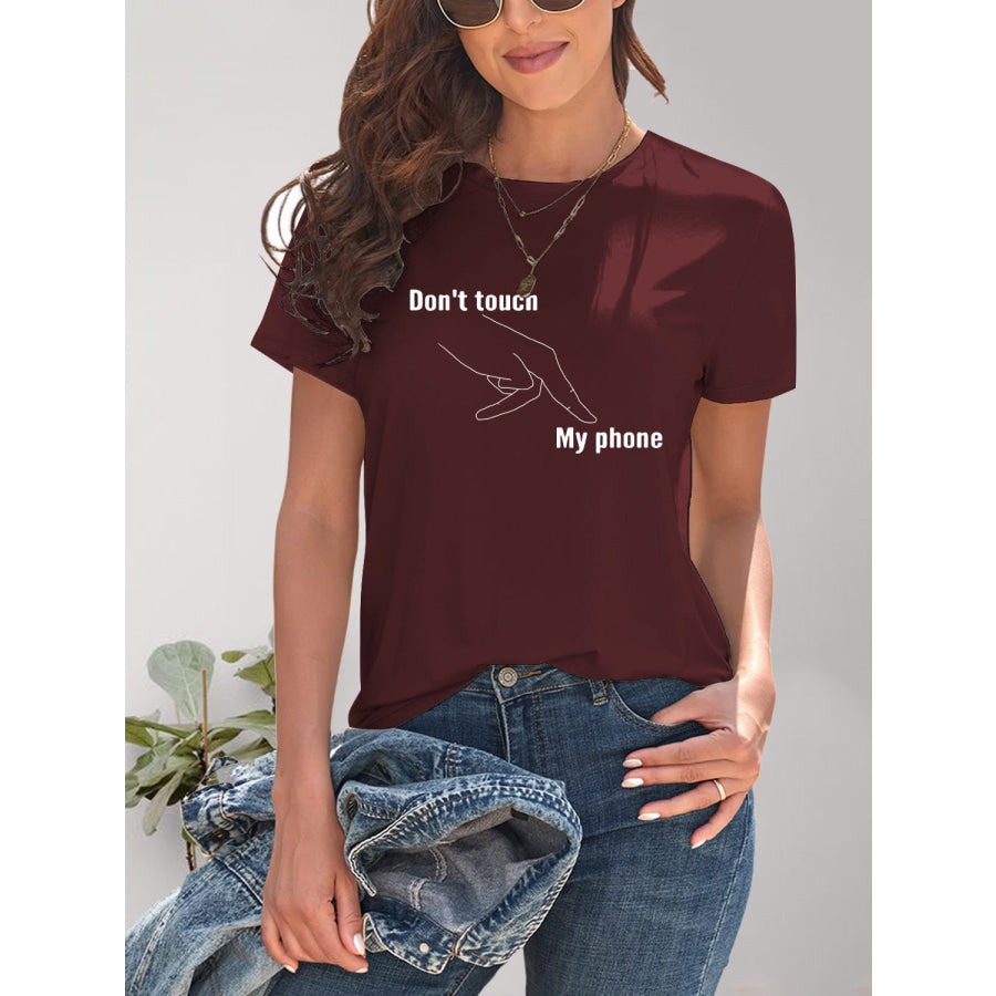 Graphic Round Neck Short Sleeve T-Shirt Wine / S Apparel and Accessories