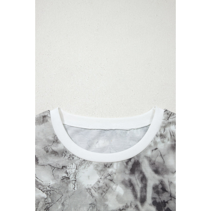 Gray Abstract Woodland Print Slim Fitted T Shirt Tops/Tops & Tees