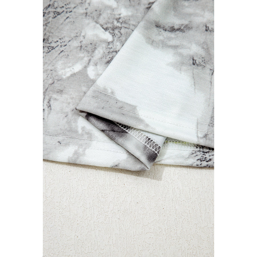 Gray Abstract Woodland Print Slim Fitted T Shirt Tops/Tops & Tees