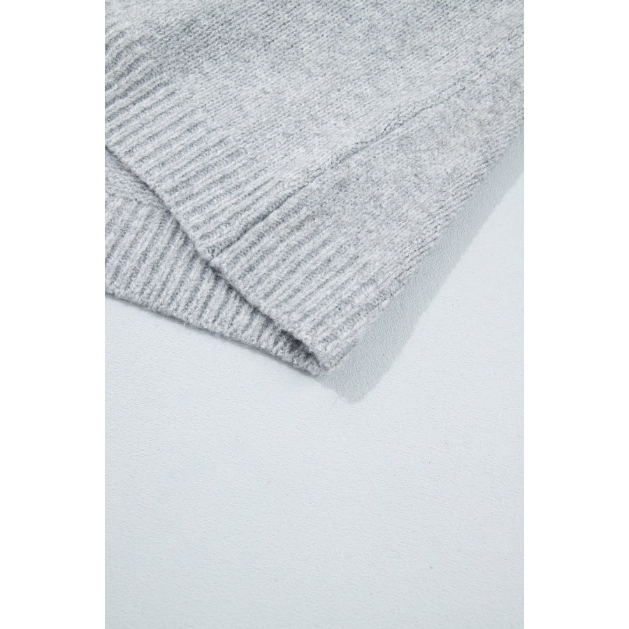 Gray Geometric Detail Round Neck Winter Sweater Sweaters & Cardigans/Sweaters