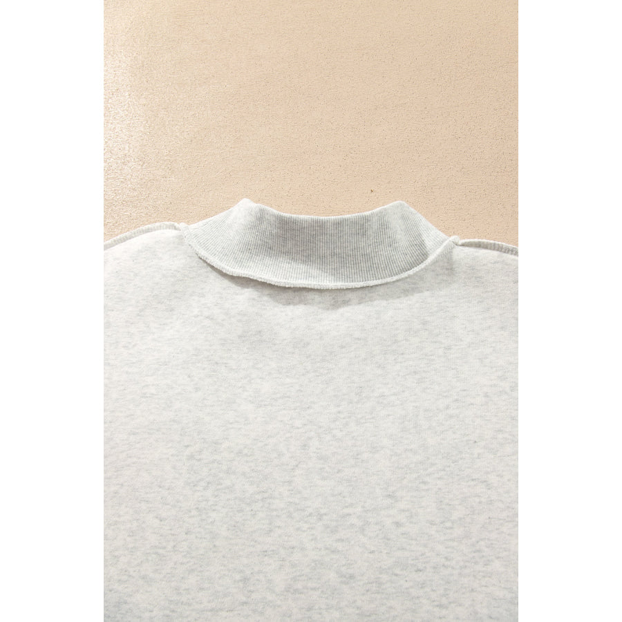 Gray MERRY Embroidered Letter High Neck Tunic Pullover Sweatshirt Tops/Sweatshirts & Hoodies