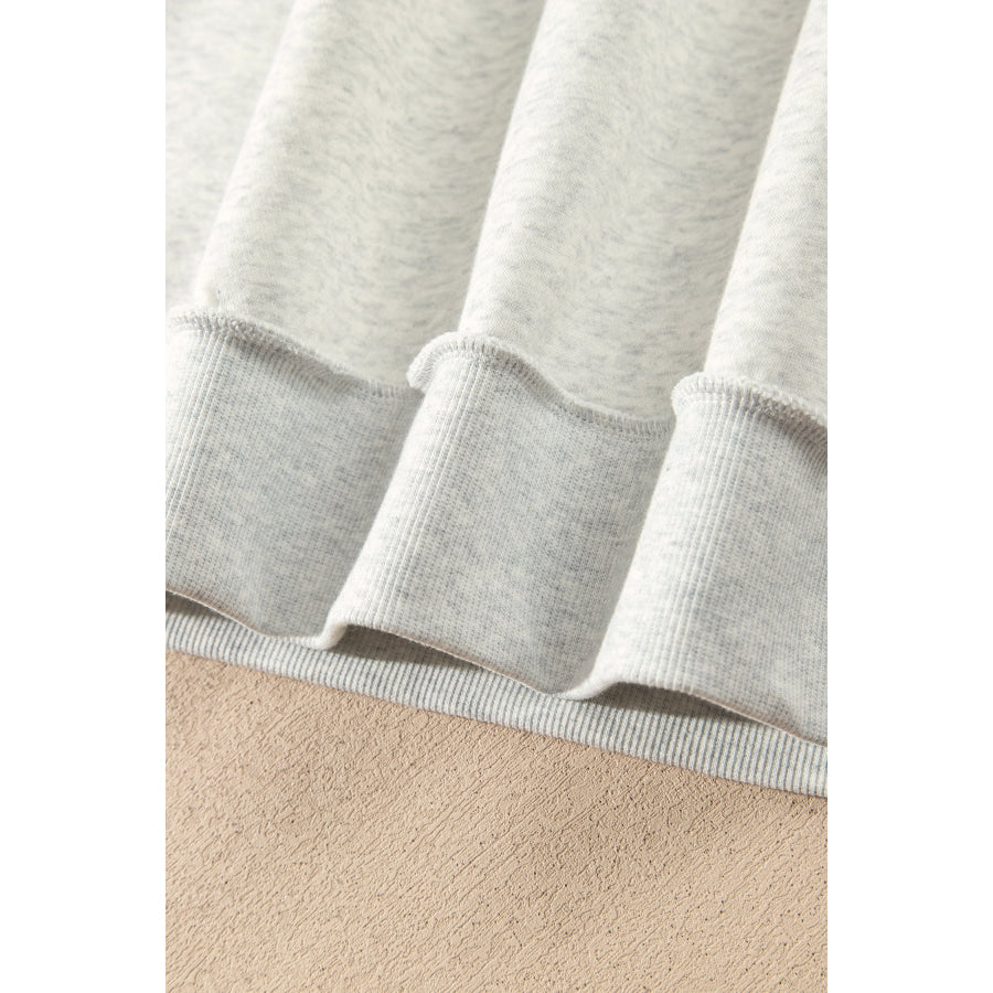 Gray MERRY Embroidered Letter High Neck Tunic Pullover Sweatshirt Tops/Sweatshirts & Hoodies
