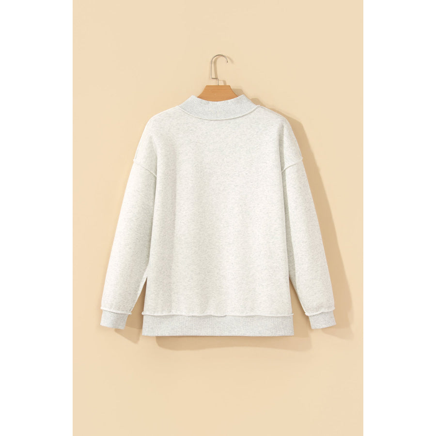 Gray MERRY Embroidered Letter High Neck Tunic Pullover Sweatshirt Tops/Sweatshirts & Hoodies