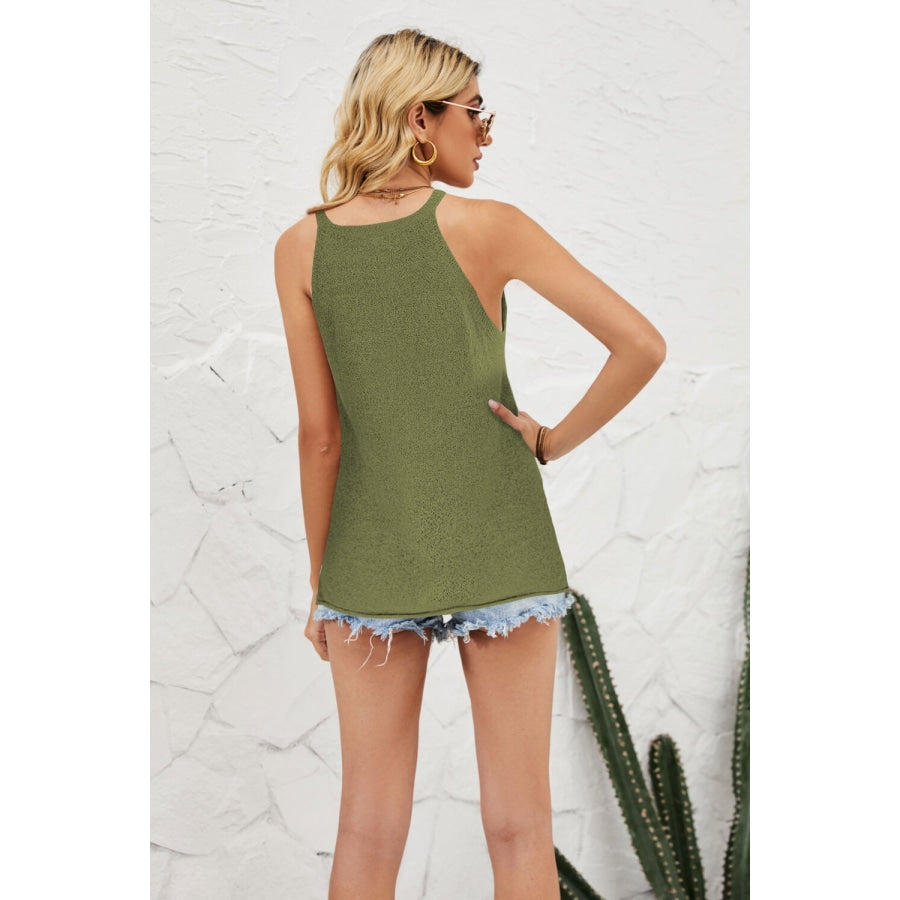 Grecian Neck Knit Tank Matcha / S