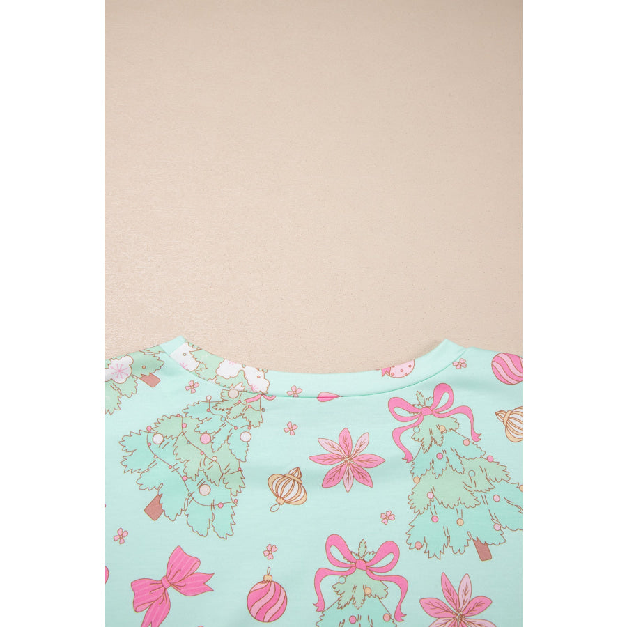 Green Abstract Print Long Sleeve Two Piece Lounge Set Loungewear & Sleepwear/Loungewear