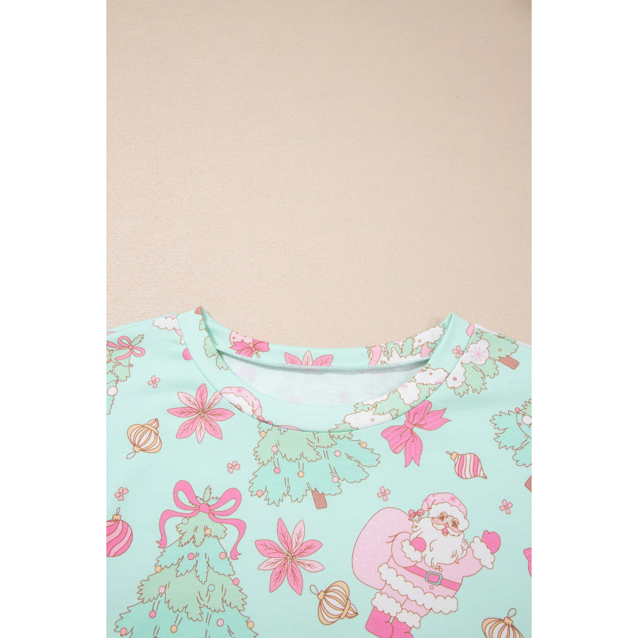 Green Abstract Print Long Sleeve Two Piece Lounge Set Loungewear & Sleepwear/Loungewear