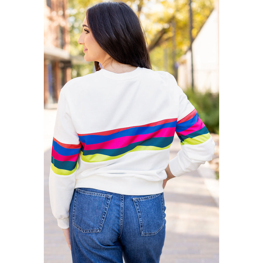 Green Colorful Striped Accent Long Sleeve T Shirt Sale (50% OFF)/Sale (50% OFF)