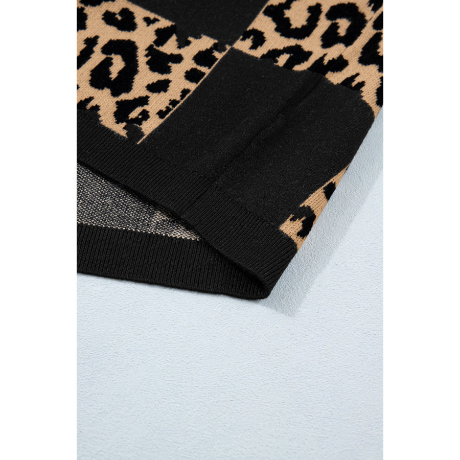 Green Leopard Checkerboard Short Sleeve Knit Sweater Sweaters & Cardigans/Short Sleeve Sweaters
