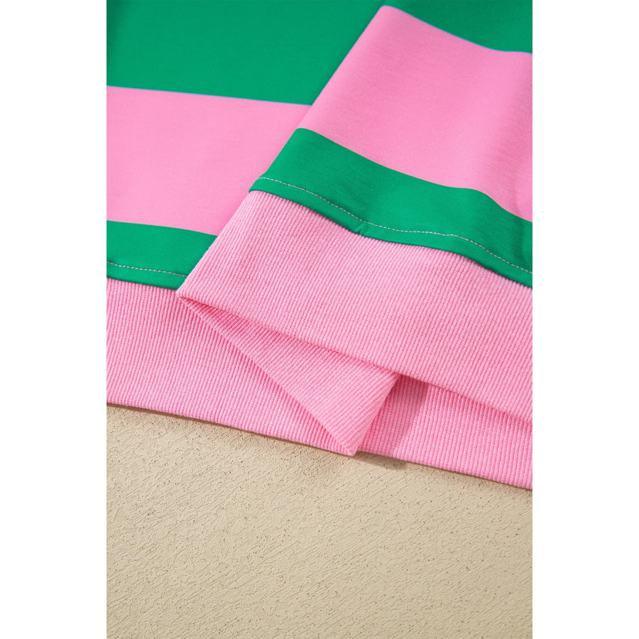 Green Stripe holly jolly Letter Embroidered Pullover Sweatshirt Tops/Sweatshirts & Hoodies