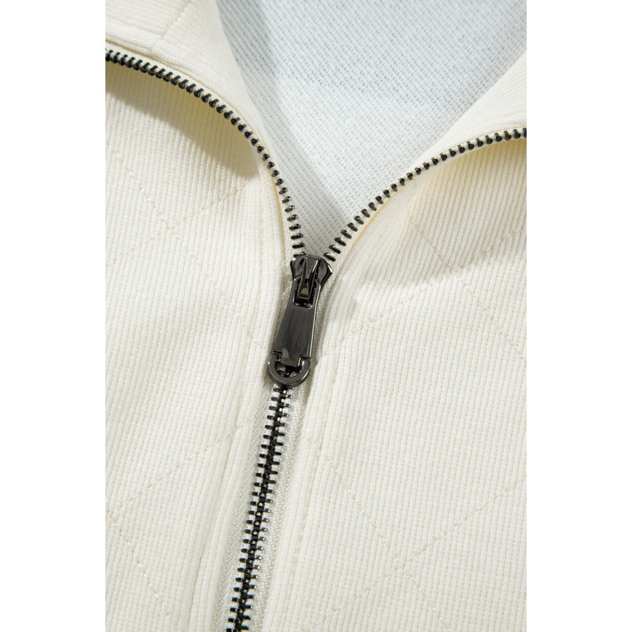 Green Stripe Plus Size Half Zipped Casual Sweatshirt Plus Size/Plus Size Sweatshirts & Hoodies