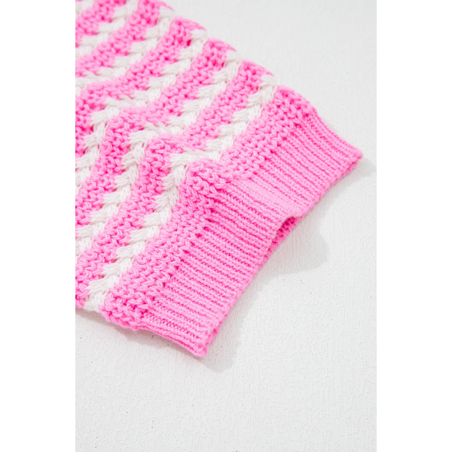 Green Stripe Short Sleeve Knit V Neck Bow Knot Sweater Sweaters & Cardigans/Short Sleeve Sweaters