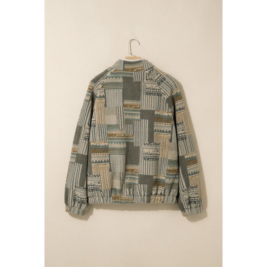 Green Western Print Fleece Pullover Long Sleeve Casual Fit Sweatshirt Tops/Sweatshirts & Hoodies
