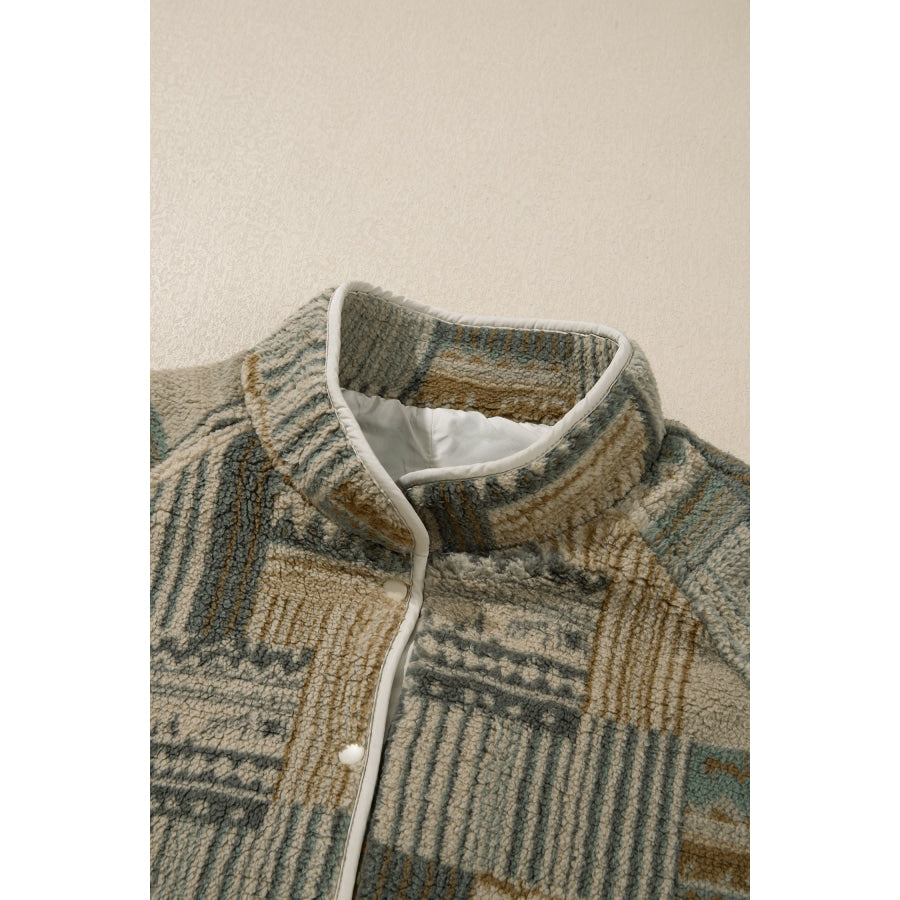 Green Western Print Fleece Pullover Long Sleeve Casual Fit Sweatshirt Tops/Sweatshirts & Hoodies