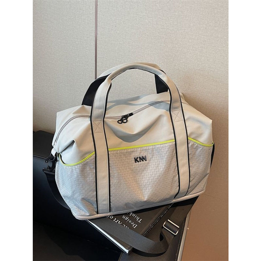 Grid Pattern Duffel Bag Gray / One Size Apparel and Accessories
