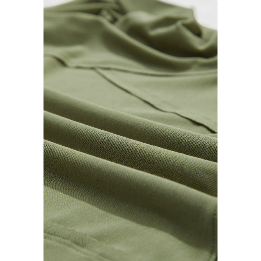Guacamole Green Round Neck Paneling Long Sleeve Top Tops/Long Tops