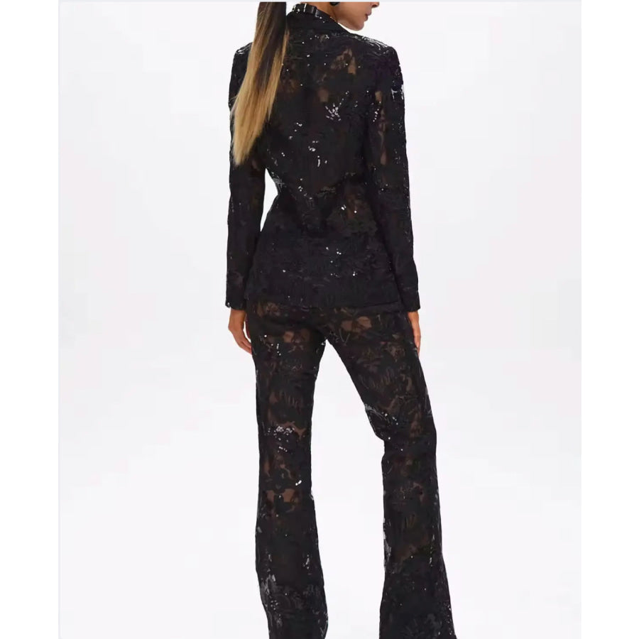 GUZUNDSTRAUS Carie Sequin Floral Blazer Set Black Women’s Fashion - Weddings & Events - Evening Dresses