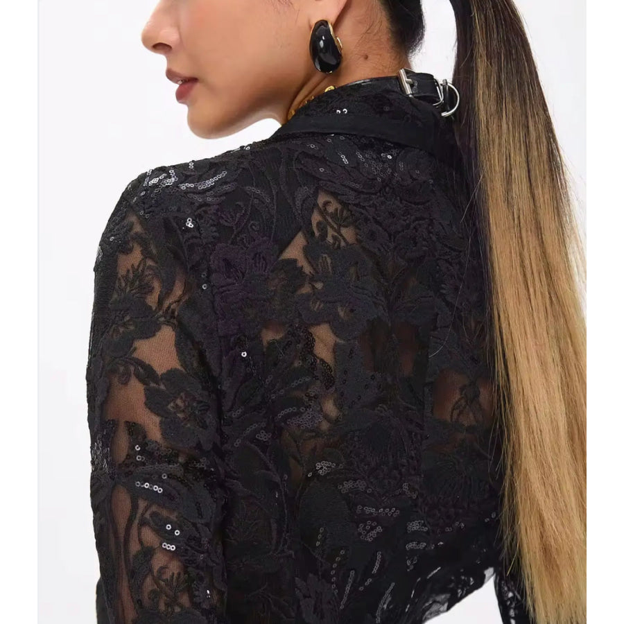 GUZUNDSTRAUS Carie Sequin Floral Blazer Set Black Women’s Fashion - Weddings & Events - Evening Dresses