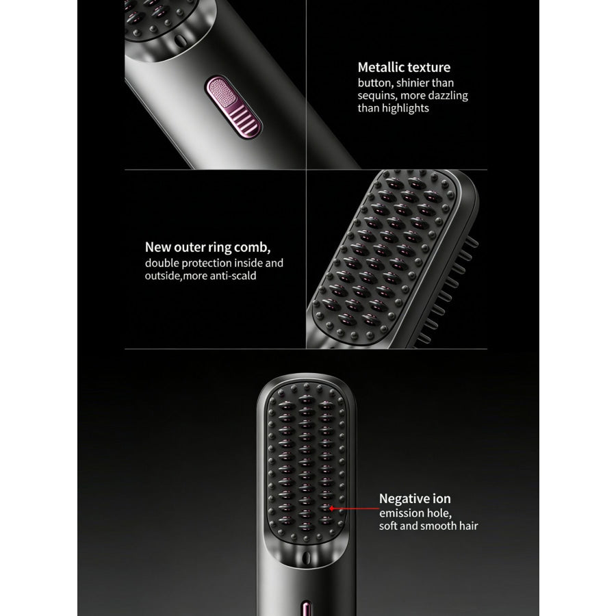 Hair Straightening Comb with LED Display Black / One Size Apparel and Accessories