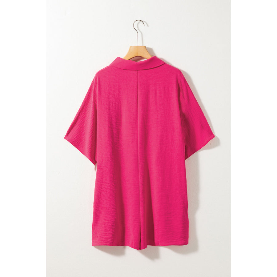 Half Button Collared Neck Romper Apparel and Accessories
