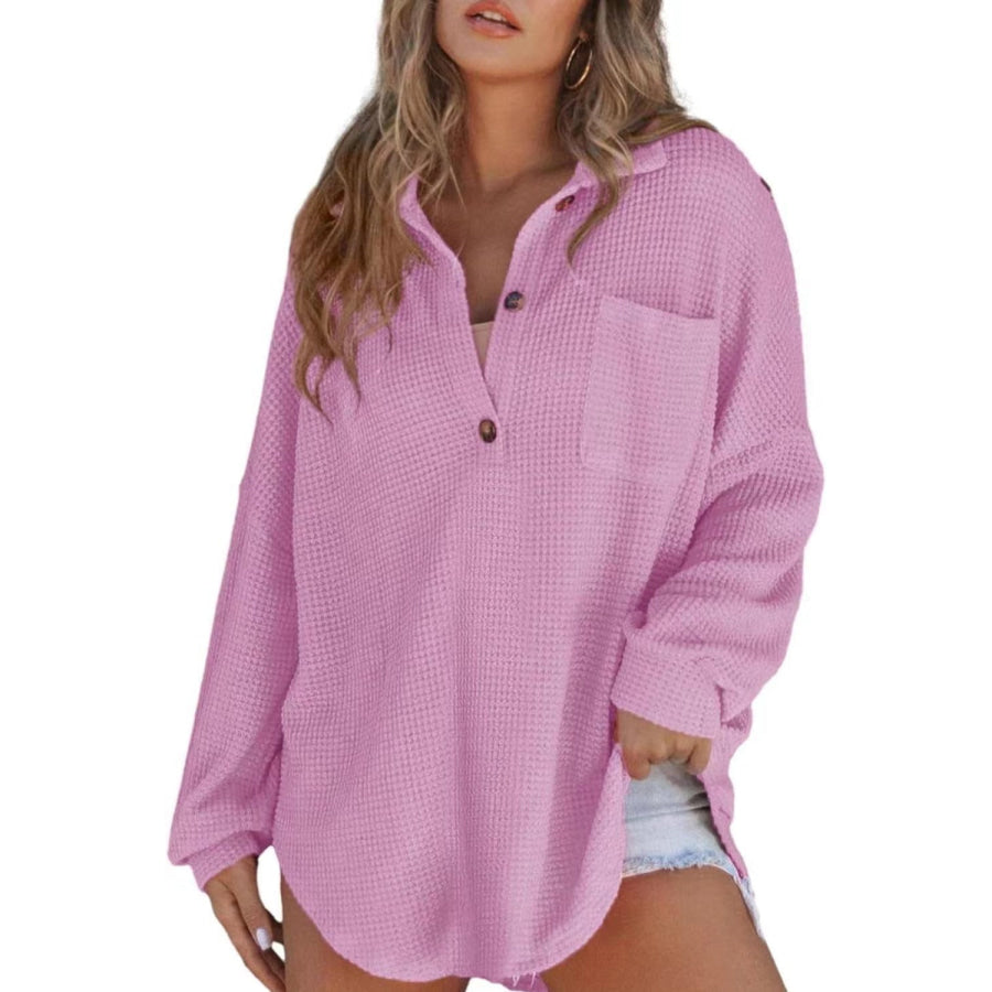 Half Button Long Sleeve Sweatshirt Apparel and Accessories