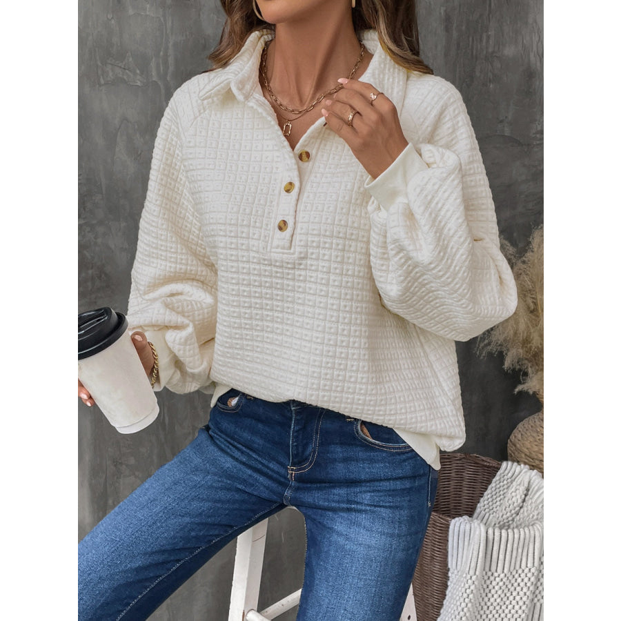 Half Button Long Sleeve Sweatshirt Apparel and Accessories