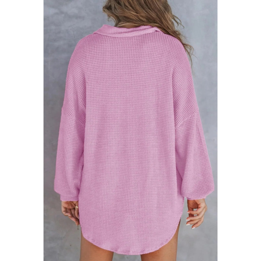 Half Button Long Sleeve Sweatshirt Lilac / S Apparel and Accessories