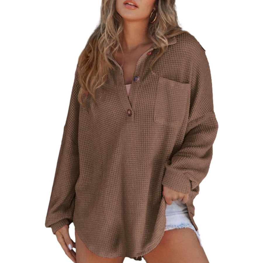 Half Button Long Sleeve Sweatshirt Apparel and Accessories