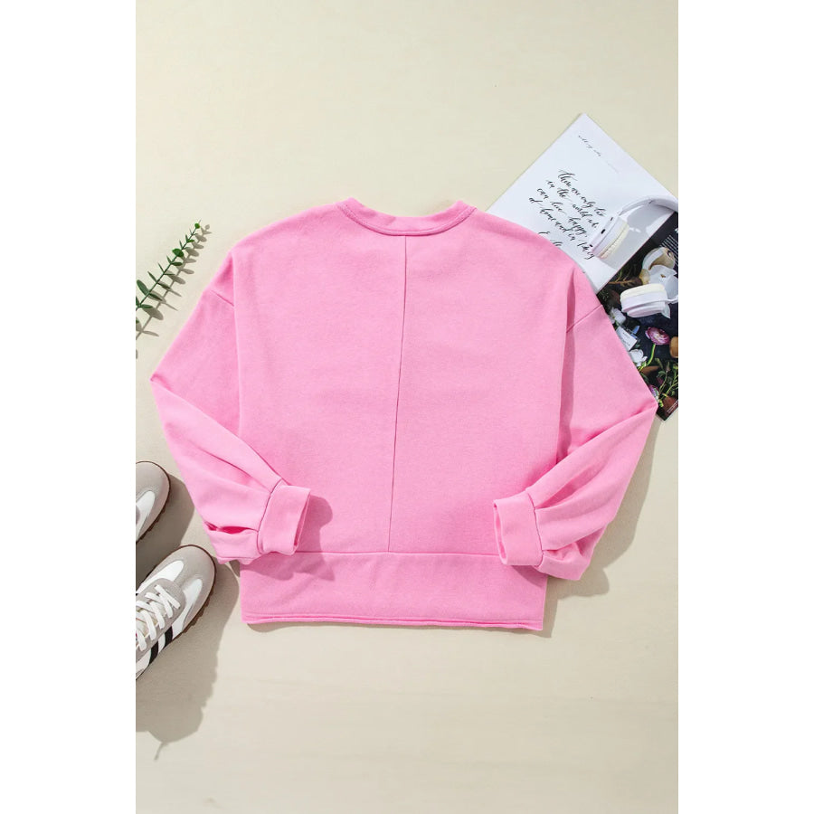 Half Button Long Sleeve Sweatshirt Apparel and Accessories