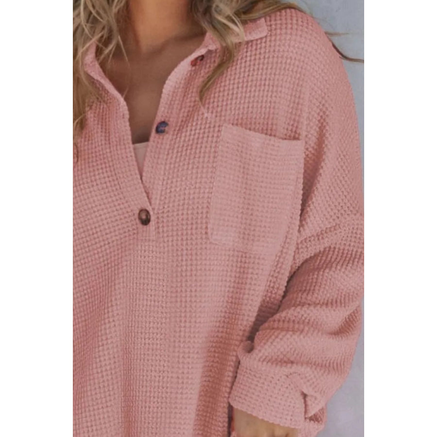 Half Button Long Sleeve Sweatshirt Apparel and Accessories