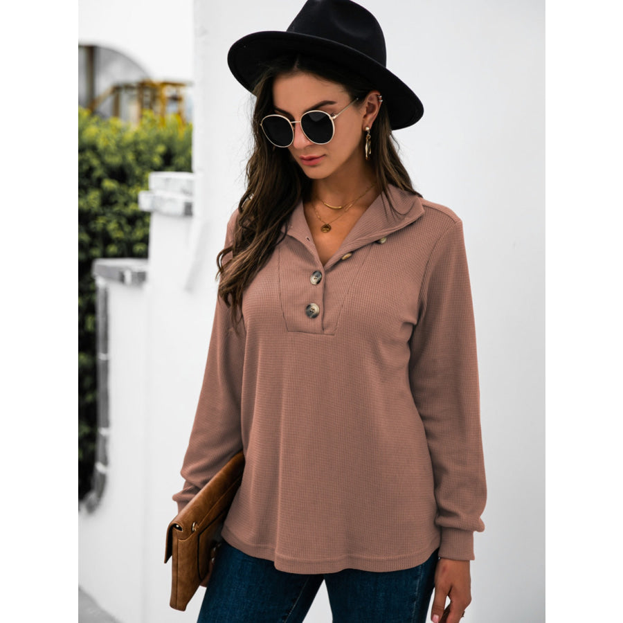 Half Button Long Sleeve T-Shirt Apparel and Accessories