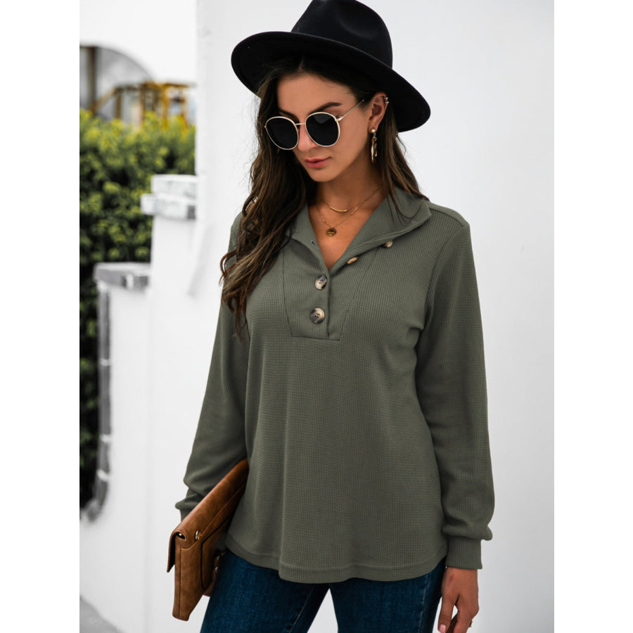 Half Button Long Sleeve T-Shirt Apparel and Accessories