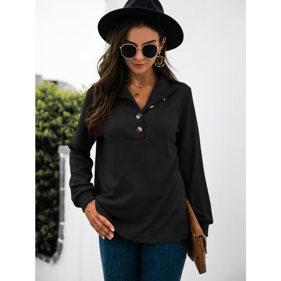 Half Button Long Sleeve T-Shirt Apparel and Accessories