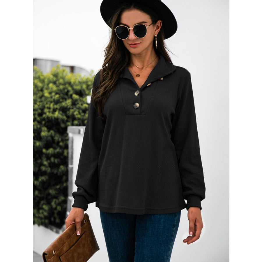 Half Button Long Sleeve T-Shirt Apparel and Accessories