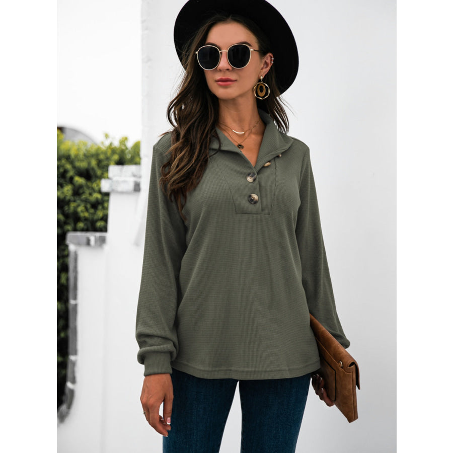 Half Button Long Sleeve T-Shirt Apparel and Accessories