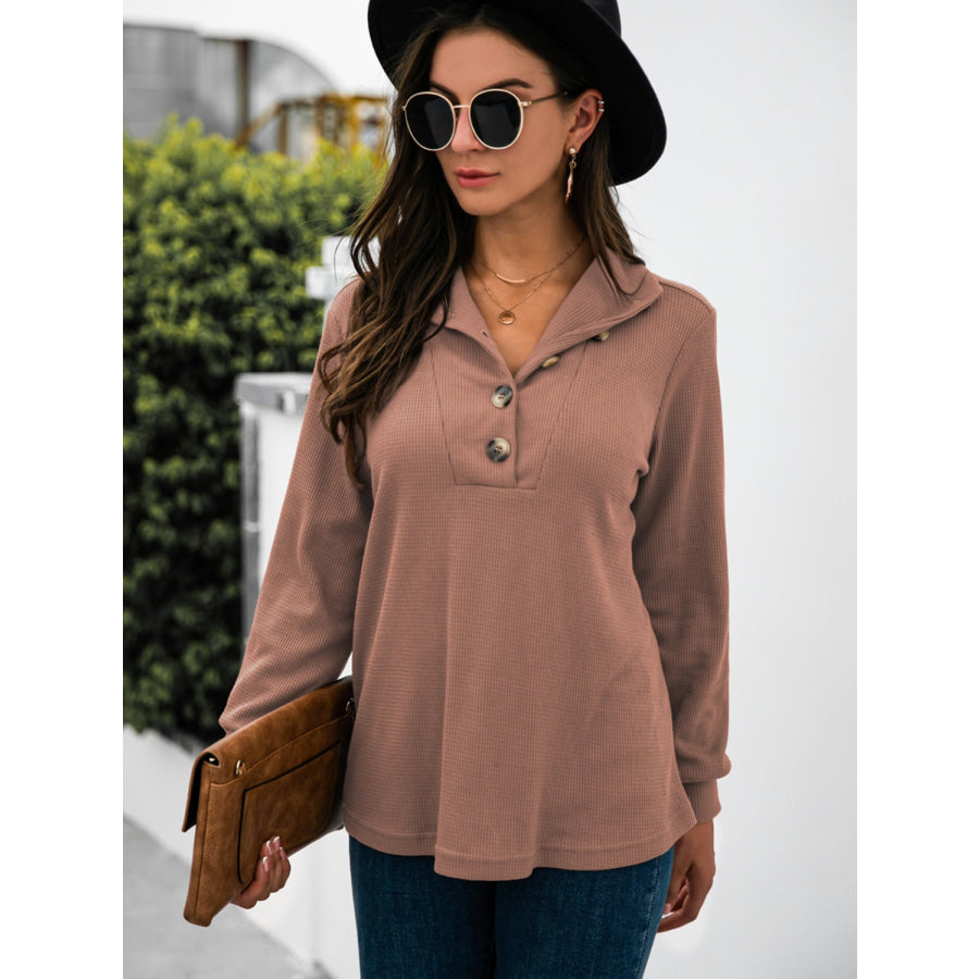 Half Button Long Sleeve T-Shirt Apparel and Accessories