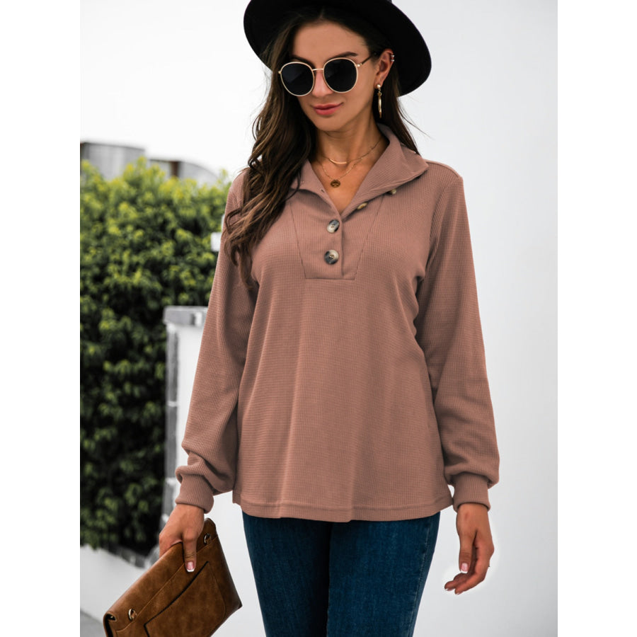 Half Button Long Sleeve T-Shirt Apparel and Accessories