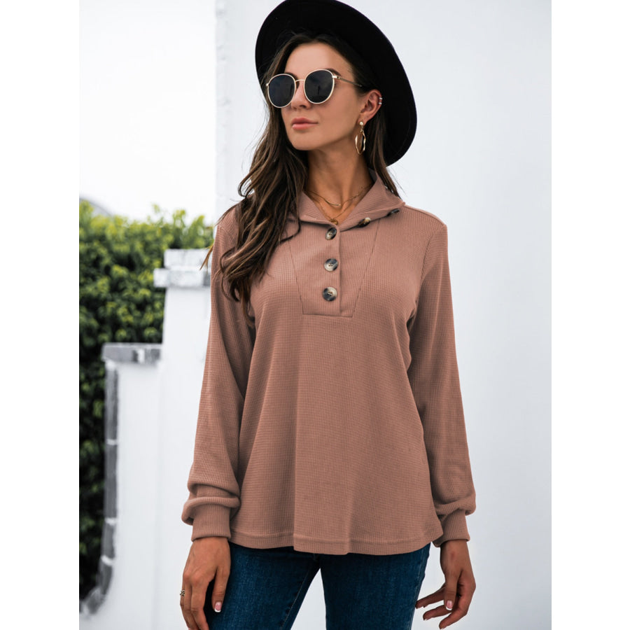 Half Button Long Sleeve T-Shirt Apparel and Accessories