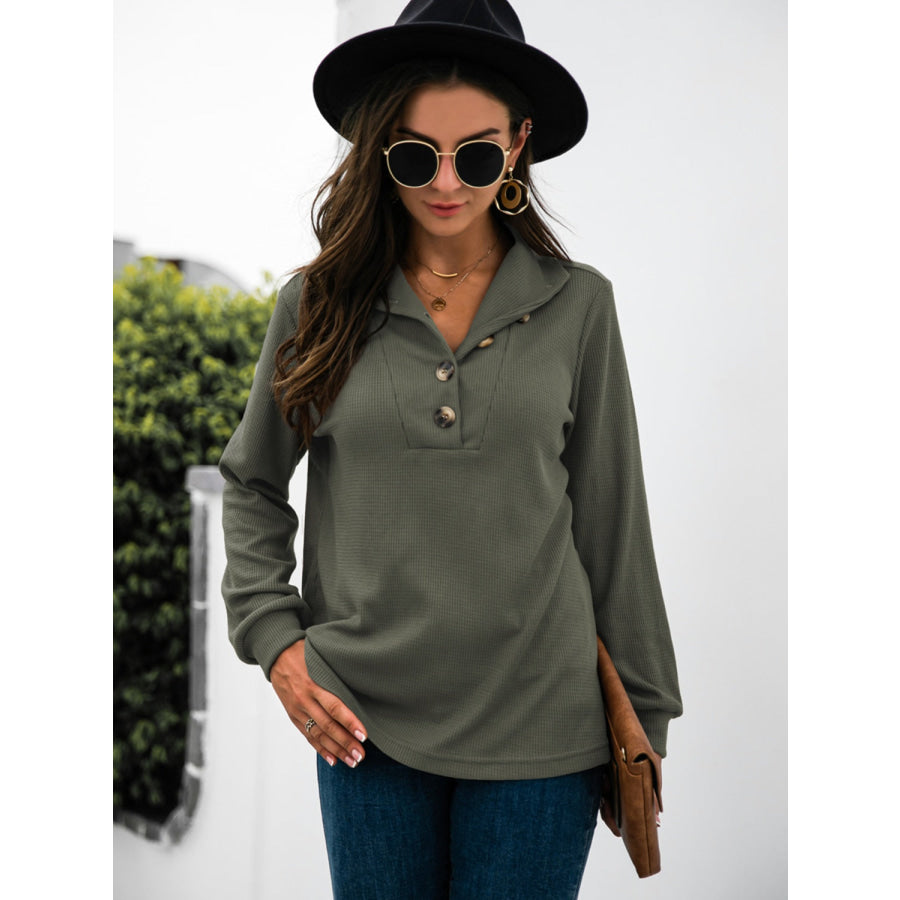 Half Button Long Sleeve T-Shirt Apparel and Accessories