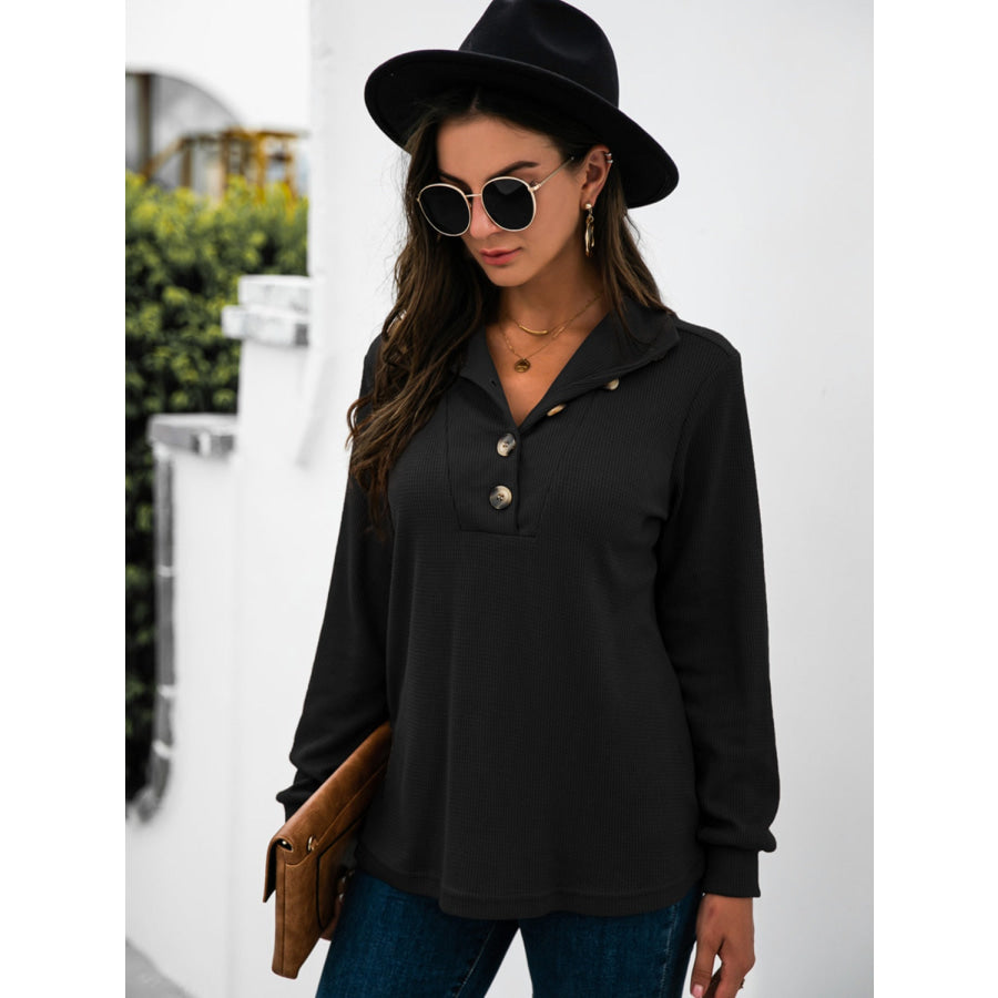 Half Button Long Sleeve T-Shirt Apparel and Accessories