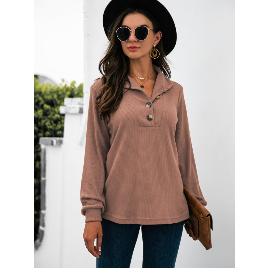 Half Button Long Sleeve T-Shirt Apparel and Accessories