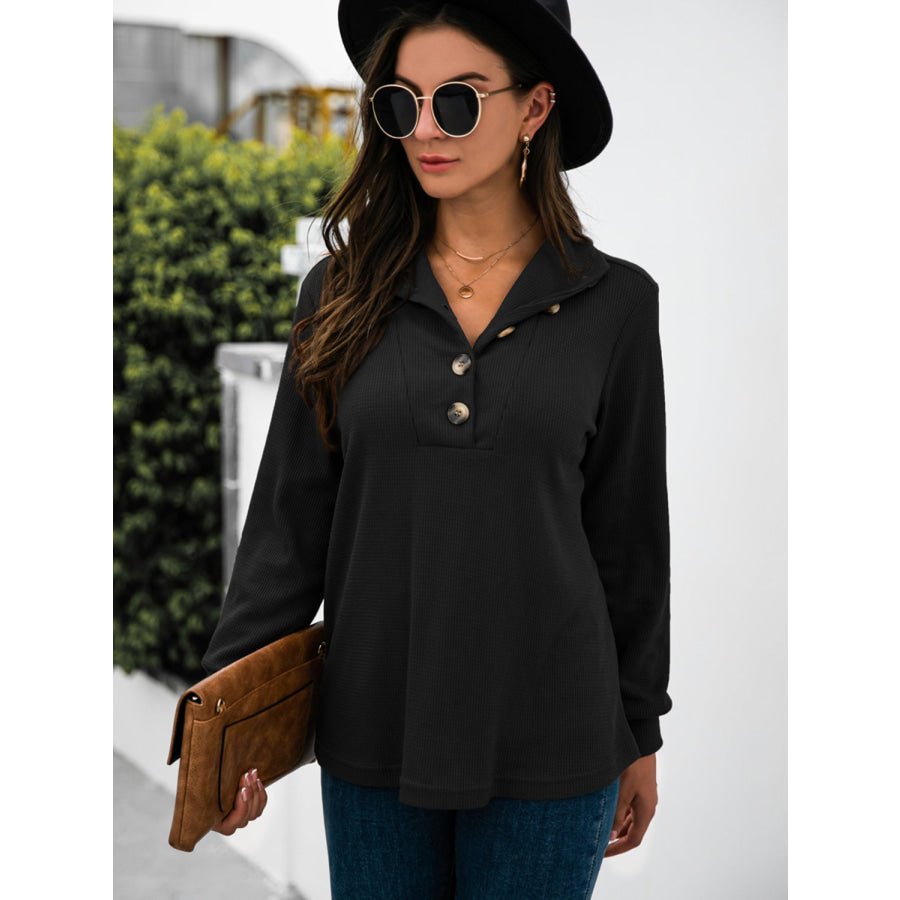 Half Button Long Sleeve T-Shirt Apparel and Accessories