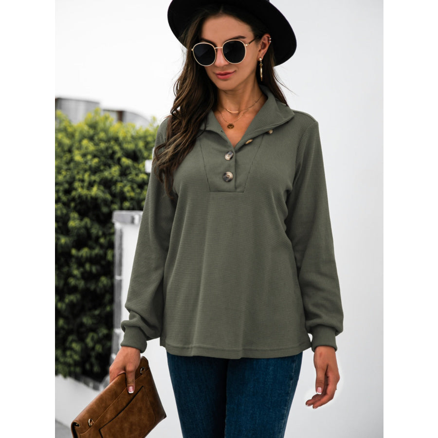 Half Button Long Sleeve T-Shirt Apparel and Accessories