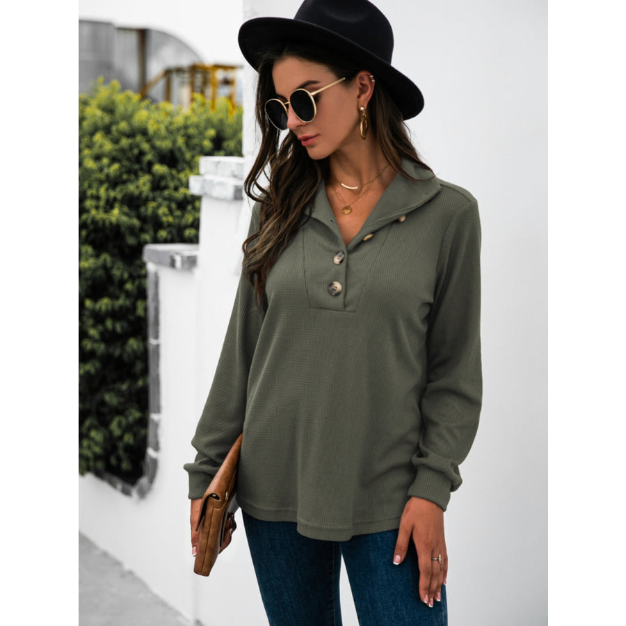 Half Button Long Sleeve T-Shirt Apparel and Accessories