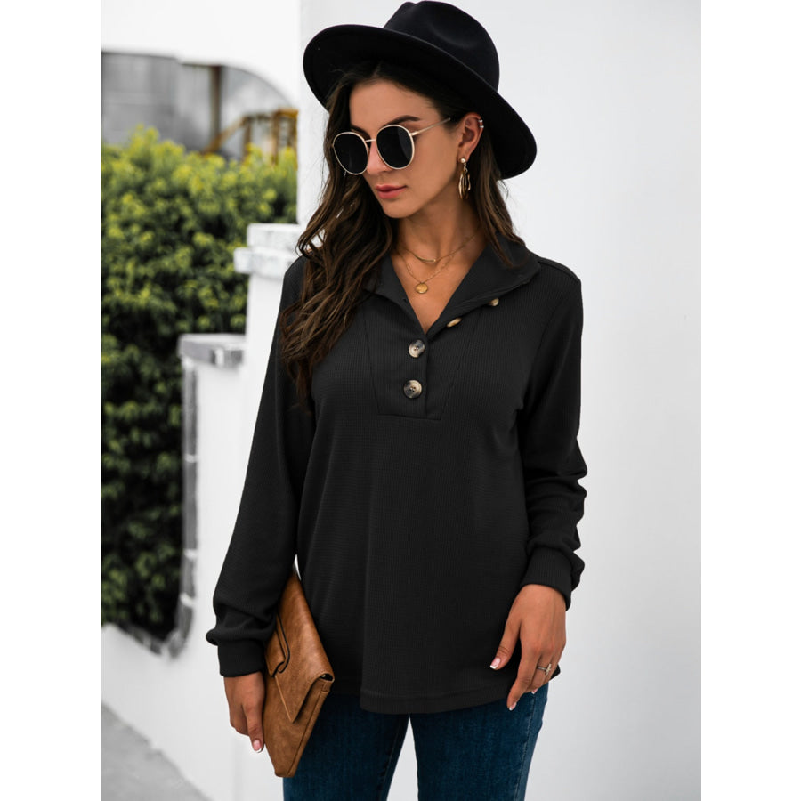 Half Button Long Sleeve T-Shirt Apparel and Accessories