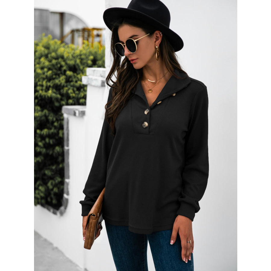 Half Button Long Sleeve T-Shirt Apparel and Accessories