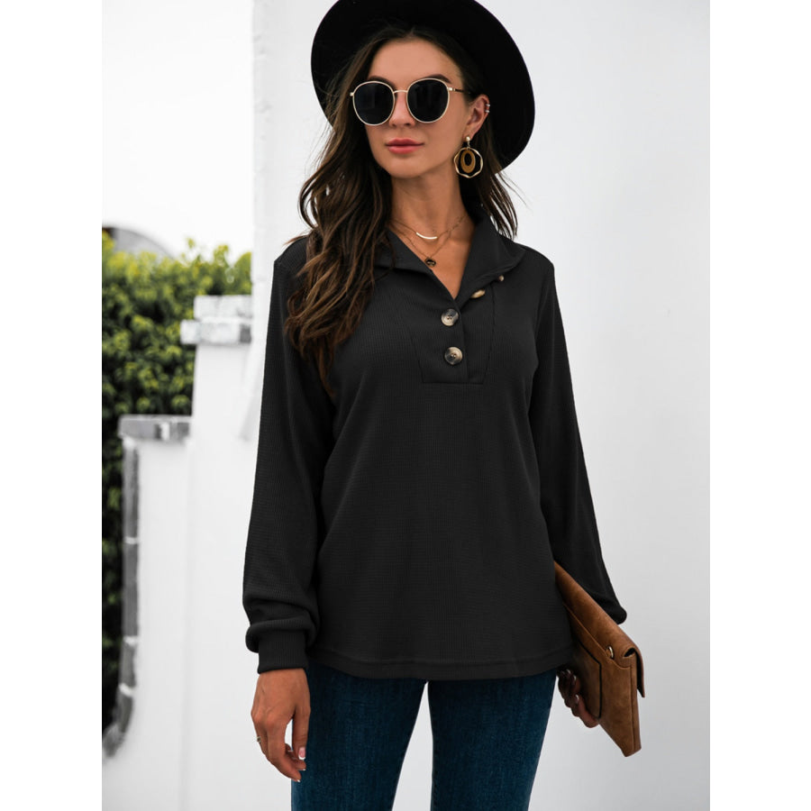 Half Button Long Sleeve T-Shirt Apparel and Accessories