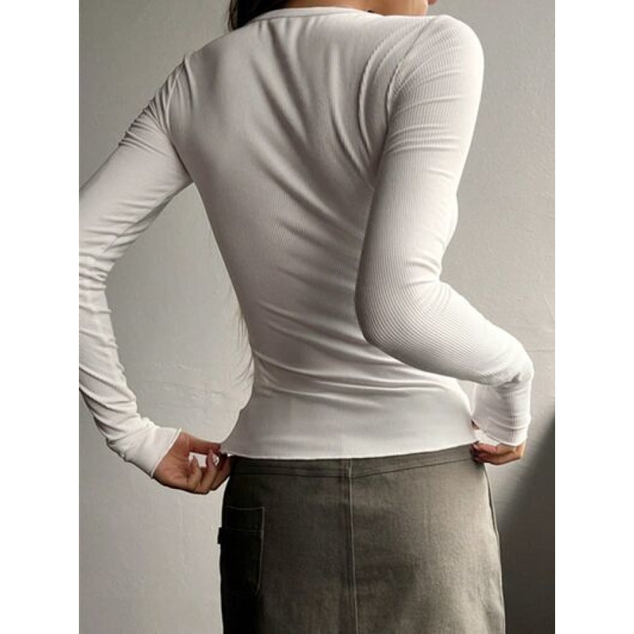 Half Button Long Sleeve T-Shirt Clothing