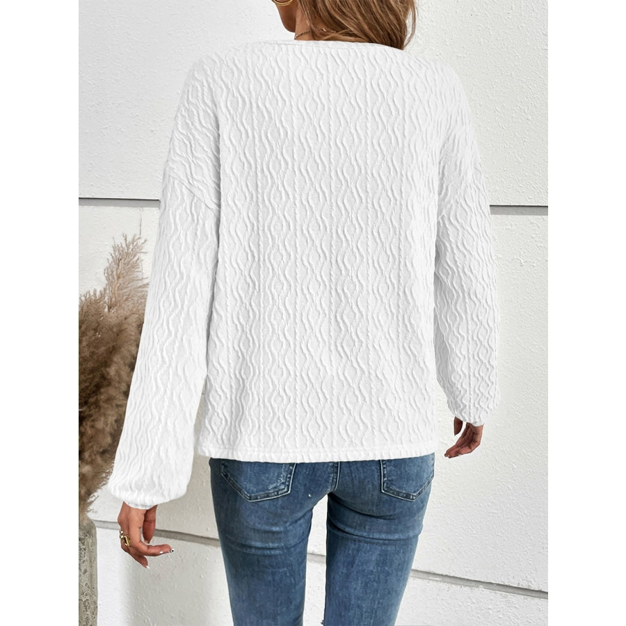 Half Button Long Sleeve Top